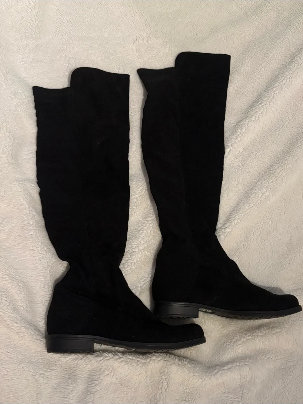 Unisa Black Over-the-Knee Flat Suede Boots